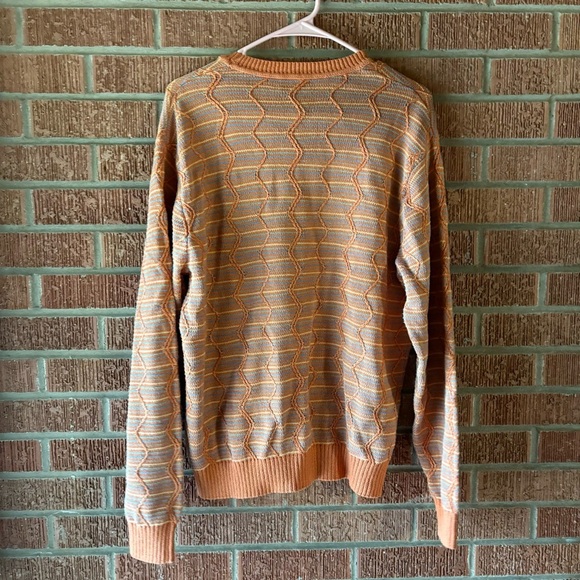 Talbots Men’s Knitted Orange Grandfather Cotton Crewneck Sweater Size Medium - Picture 6 of 7
